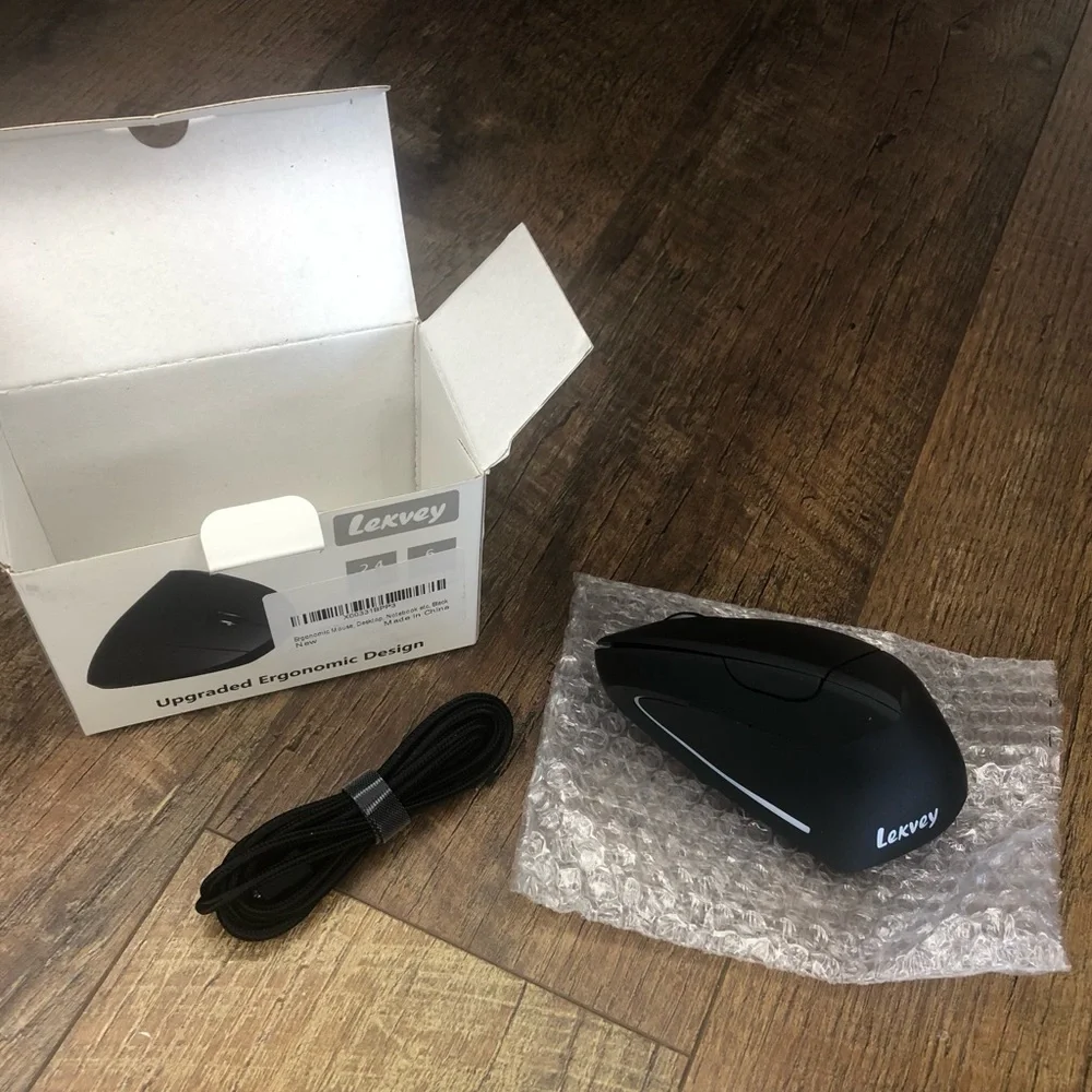 Lekvey Ergonomic Vertical Wireless Rechargeable Mouse Adjustable Black